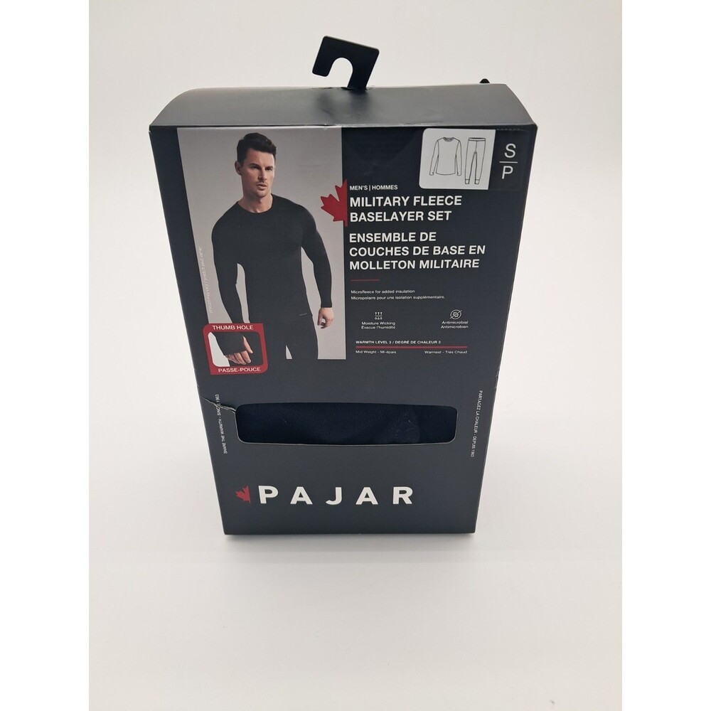 Pajar Black Military Fleece Pants & Long Sleeve Shirt Baselayer Set Sz Small